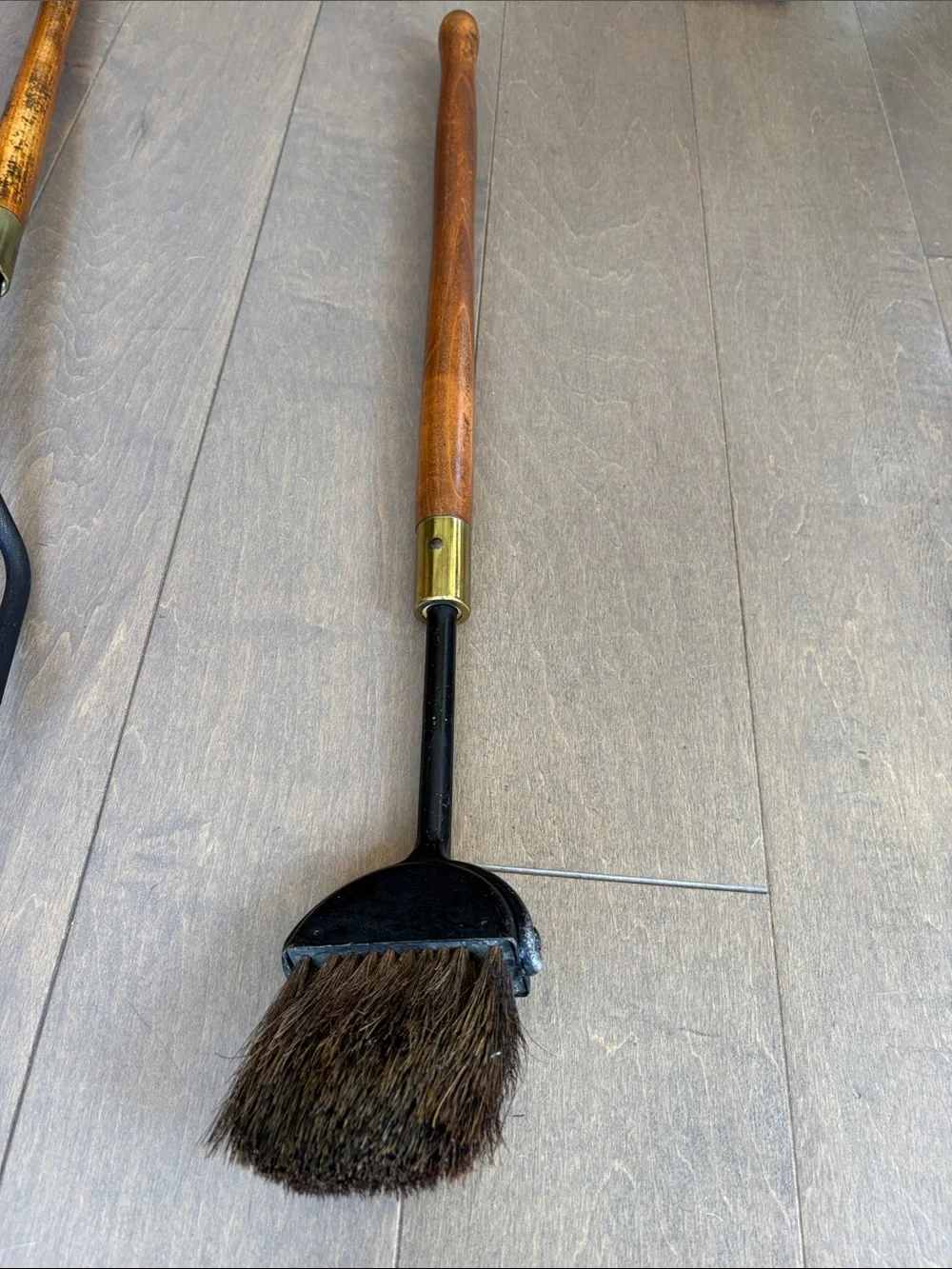 Three-Piece Fireplace Tool Set with Wooden Handles - Black & Brown